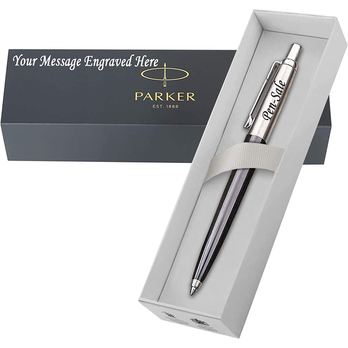 Personalised Engraved Parker Jotter Black Ballpoint Pen in Engraved Parker Gift Box