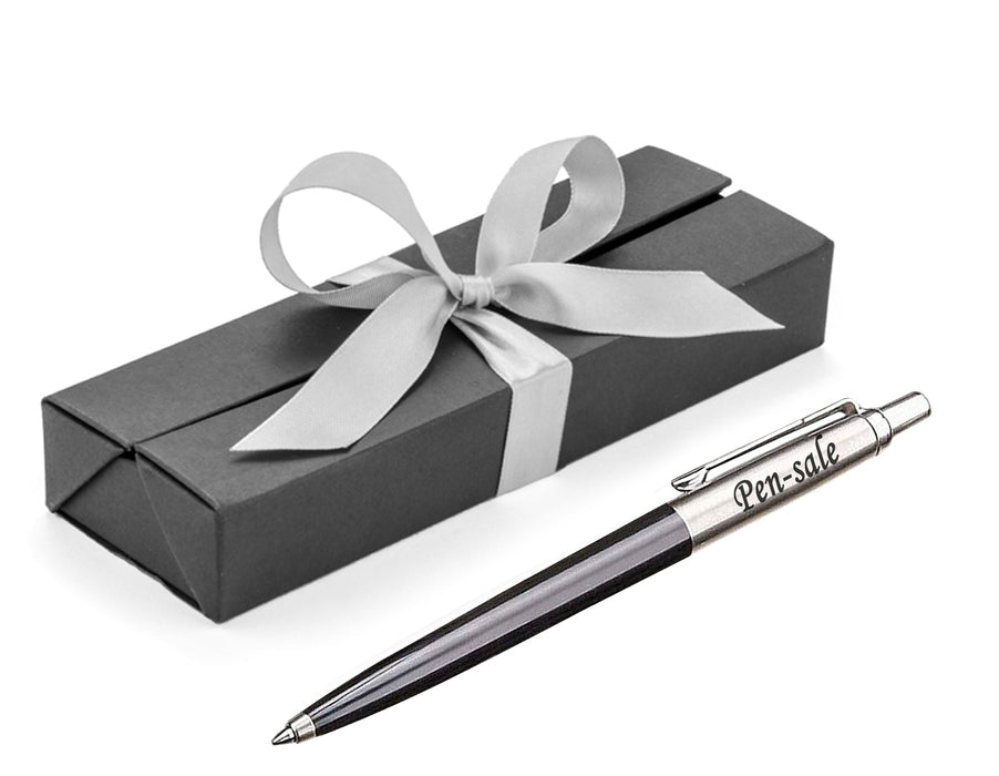 Personalised Engraved Parker Jotter Black Ballpoint Pen in Ribbon Presentation Box