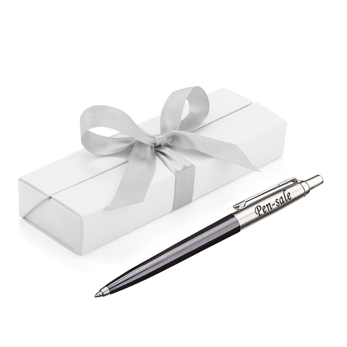 Personalised Engraved Parker Jotter Black Ballpoint Pen in Ribbon Presentation Box