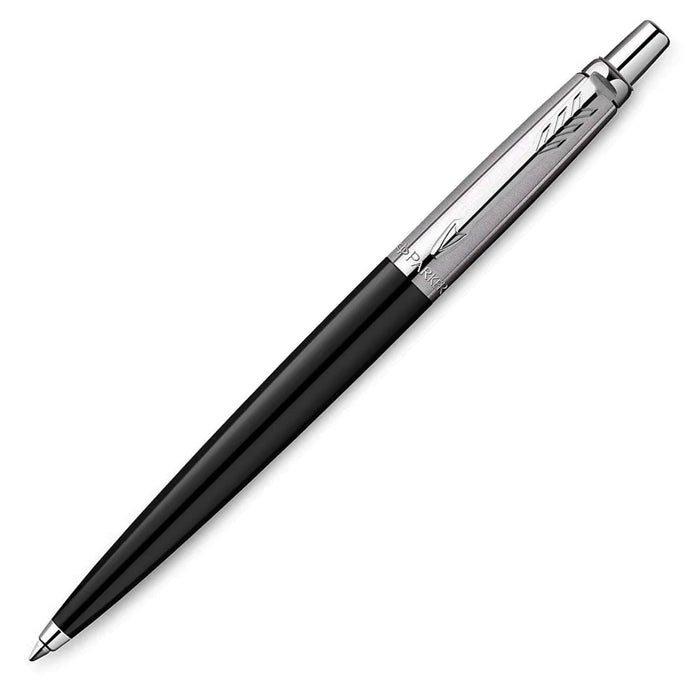 Personalised Engraved Parker Jotter Black Ballpoint Pen in Gift Box and Genuine Leather Pouch