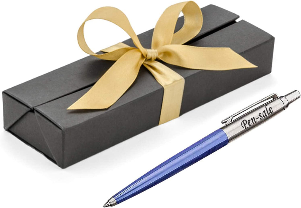 Personalised Engraved Parker Jotter Blue Ballpoint Pen in Ribbon Presentation Box