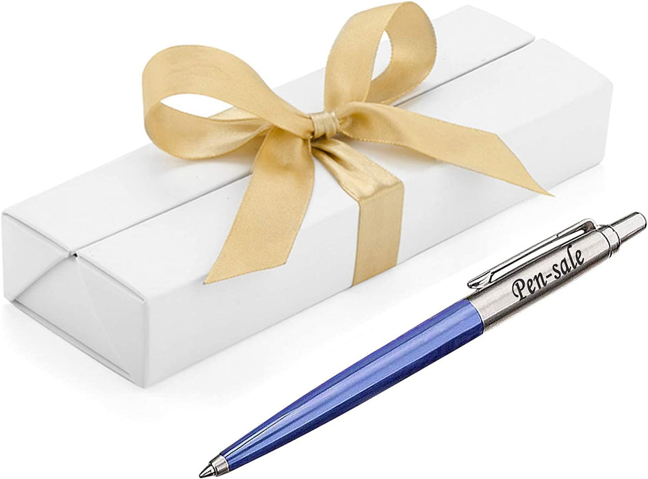 Personalised Engraved Parker Jotter Blue Ballpoint Pen in Ribbon Presentation Box