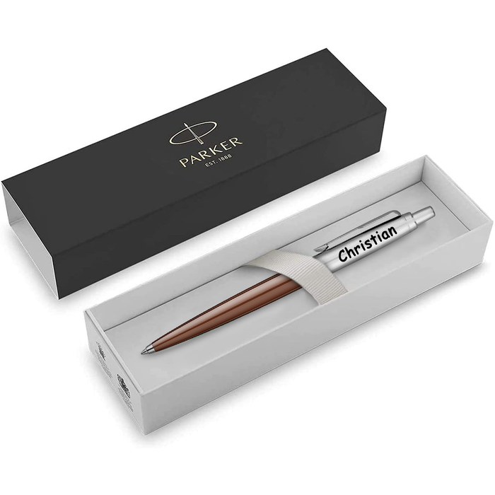 Personalised Engraved Parker Jotter Brown Ballpoint Pen in Parker Gift Box