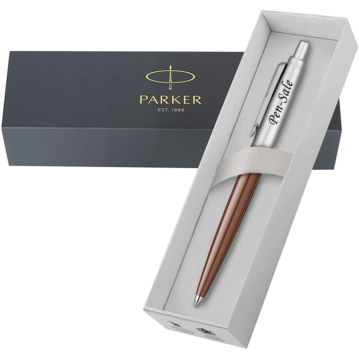 Personalised Engraved Parker Jotter Brown Ballpoint Pen in Engraved Parker Gift Box