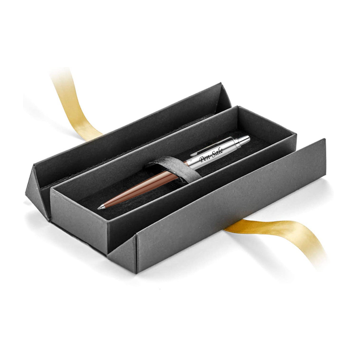 Personalised Engraved Parker Jotter Brown Blue Ink Ballpoint Pen in Ribbon Presentation Box