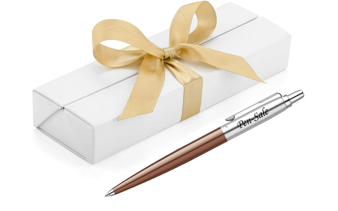 Personalised Engraved Parker Jotter Brown Ballpoint Pen in Ribbon Presentation Box