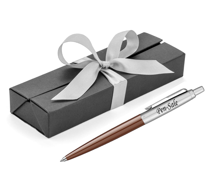 Personalised Engraved Parker Jotter Brown Ballpoint Pen in Ribbon Presentation Box