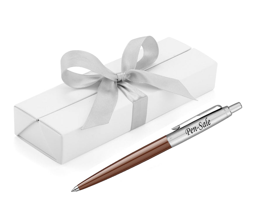 Personalised Engraved Parker Jotter Brown Ballpoint Pen in Ribbon Presentation Box