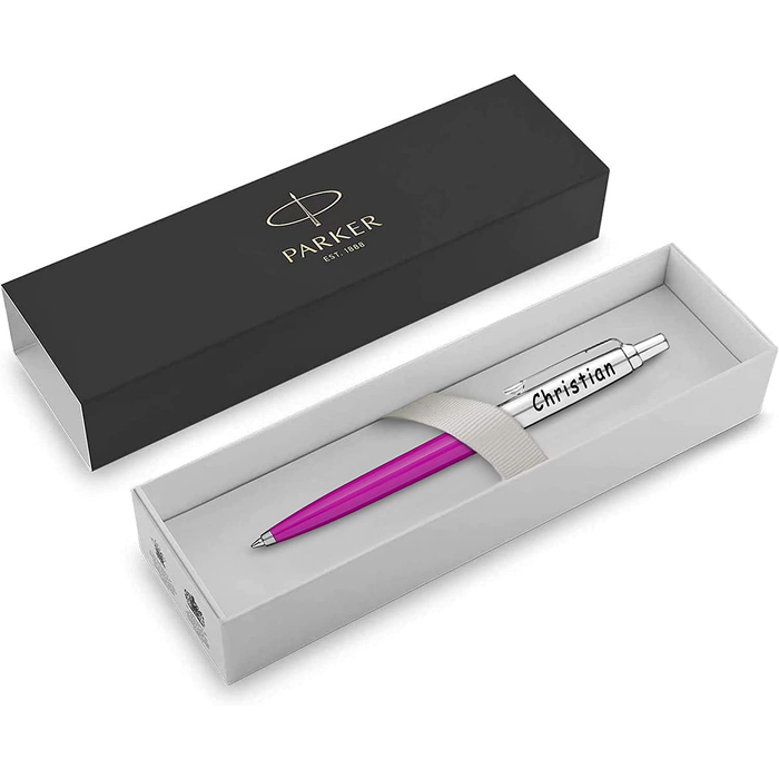 Personalised Engraved Parker Jotter Pink Ballpoint Pen in Engraved Parker Gift Box