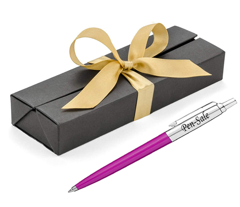 Personalised Engraved Parker Jotter Pink Blue Ink Ballpoint Pen in Ribbon Presentation Box