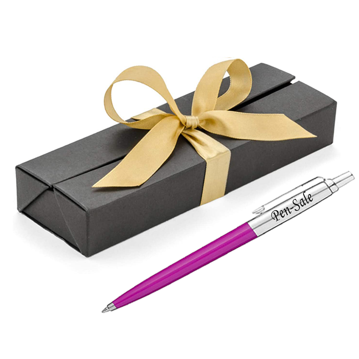 Personalised Engraved Parker Jotter Pink Blue Ink Ballpoint Pen in Ribbon Presentation Box