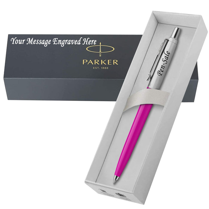 Personalised Engraved Parker Jotter Pink Ballpoint Pen in Engraved Parker Gift Box