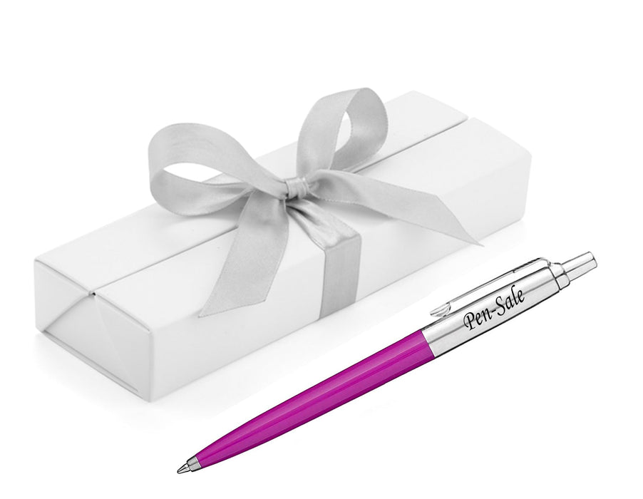 Personalised Engraved Parker Jotter Pink Ballpoint Pen in Ribbon Presentation Box