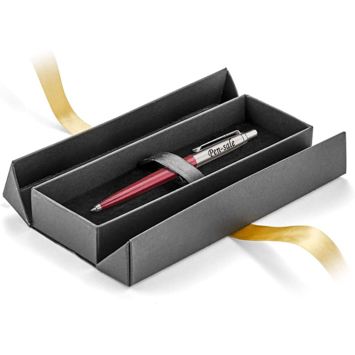 Personalised Engraved Parker Jotter Red Blue Ink Ballpoint Pen in Ribbon Presentation Box