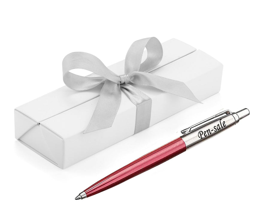 Personalised Engraved Parker Jotter Red Ballpoint Pen in Ribbon Presentation Box