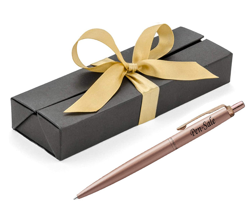 Personalised Engraved Parker Jotter Stainless Steel Rose Gold Ballpoint Pen in Ribbon Presentation Box