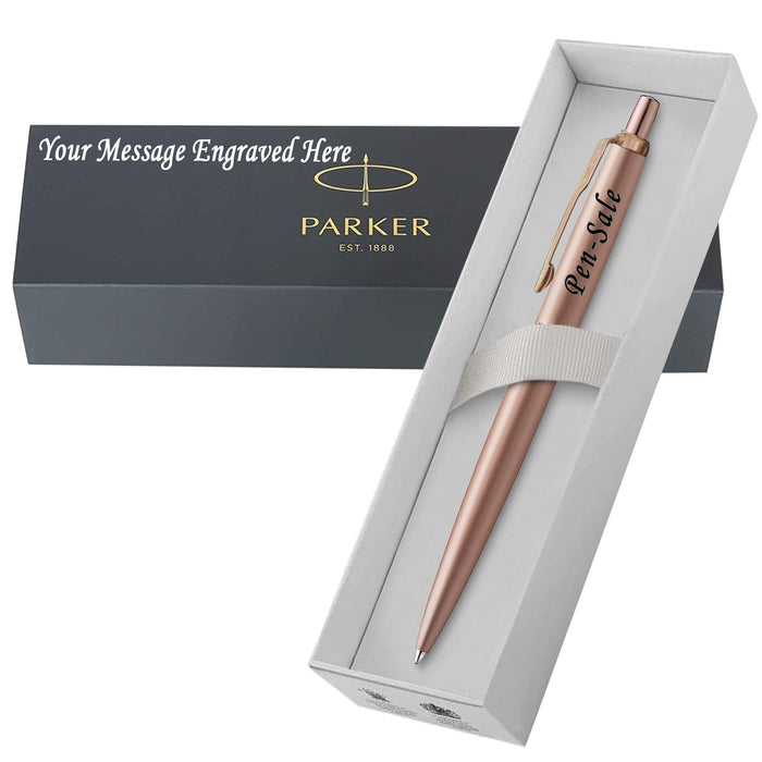 Personalised Engraved Parker Jotter Stainless Steel Rose Gold Ballpoint Pen in Engraved Parker Gift Box