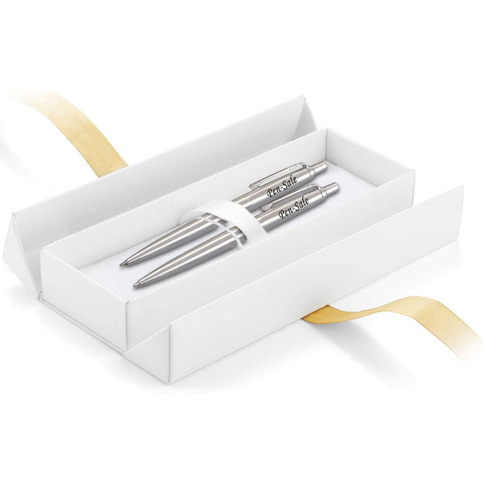 Personalised Engraved Parker Jotter Silver Ballpoint Pen and Pencil with Paul Clover Giftbox