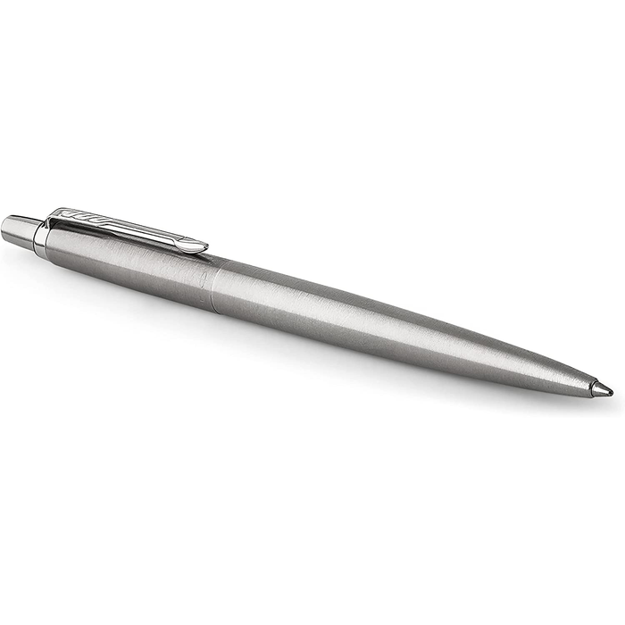 Personalised Engraved Parker Jotter Stainless Steel Blue Ink Ballpoint Pen in Ribbon Presentation Box
