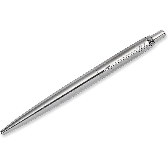 Personalised Engraved Parker Jotter Stainless Steel Blue Ink Ballpoint Pen in Ribbon Presentation Box
