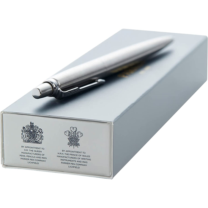 Personalised Engraved Parker Jotter Stainless Steel Ballpoint Pen Gift Boxed with a Classy Genuine Leather Pen Slip