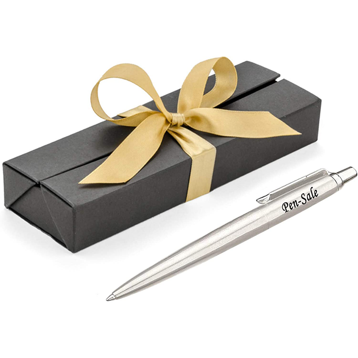 Personalised Engraved Parker Jotter Stainless Steel Ballpoint Pen in Ribbon Presentation Box