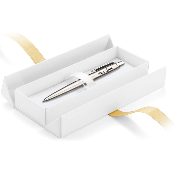 Personalised Engraved Parker Jotter Stainless Steel Ballpoint Pen in Ribbon Presentation Box