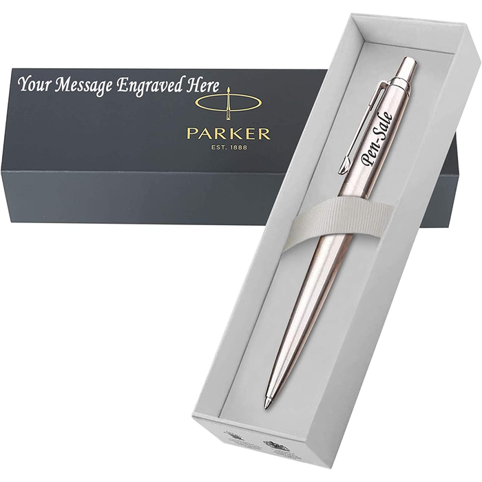 Personalised Engraved Parker Jotter Stainless Steel Ballpoint Pen in Engraved Parker Gift Box