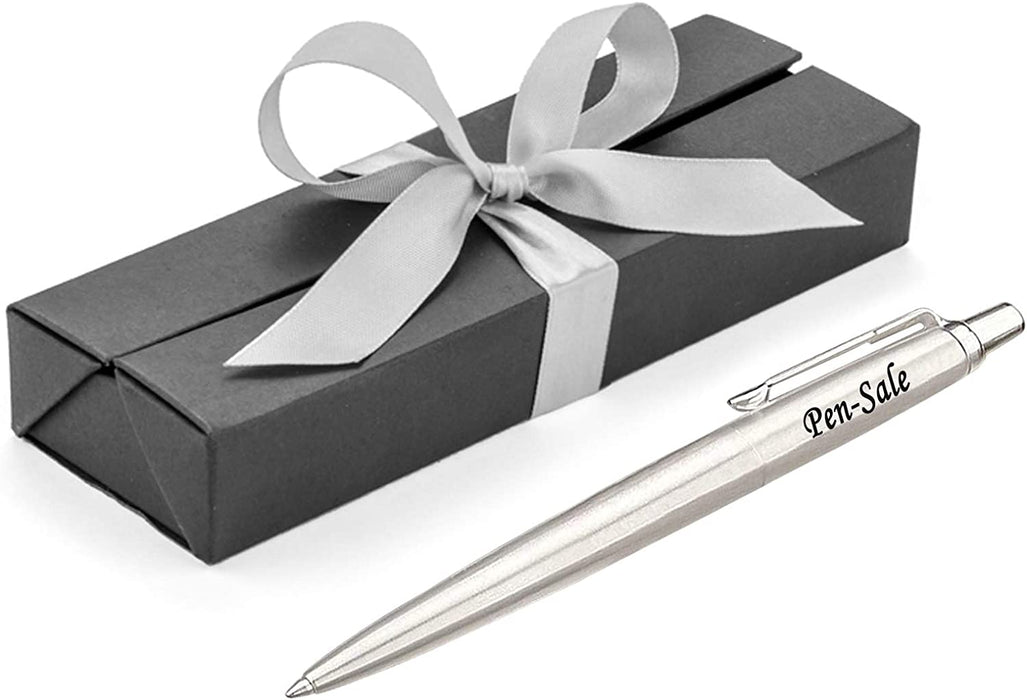 Personalised Engraved Parker Jotter Stainless Steel Ballpoint Pen in Ribbon Presentation Box