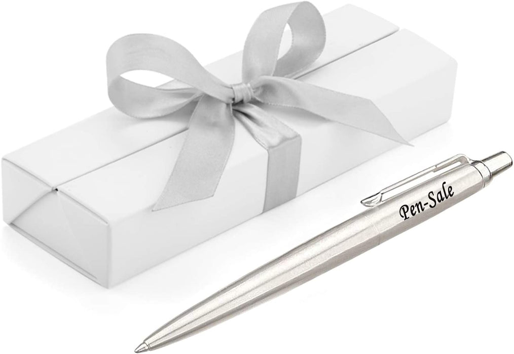 Personalised Engraved Parker Jotter Stainless Steel Ballpoint Pen in Ribbon Presentation Box