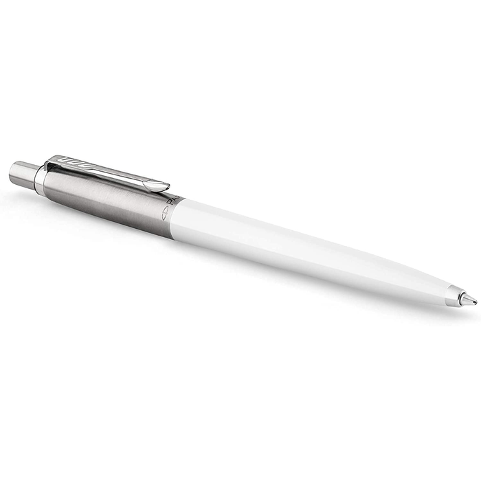 Personalised Engraved Parker Jotter White Ballpoint Pen in Ribbon Presentation Box