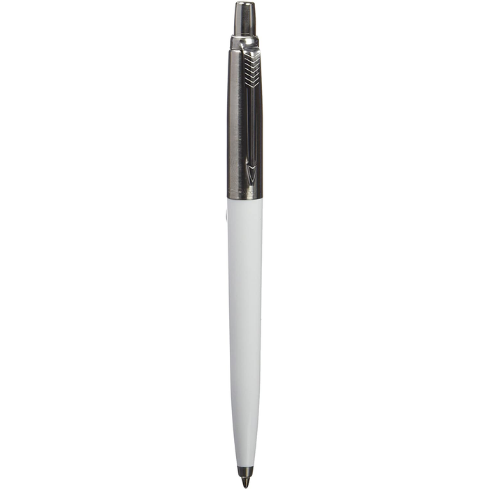 Personalised Engraved Parker Jotter White Blue Ink Ballpoint Pen in Ribbon Presentation Box