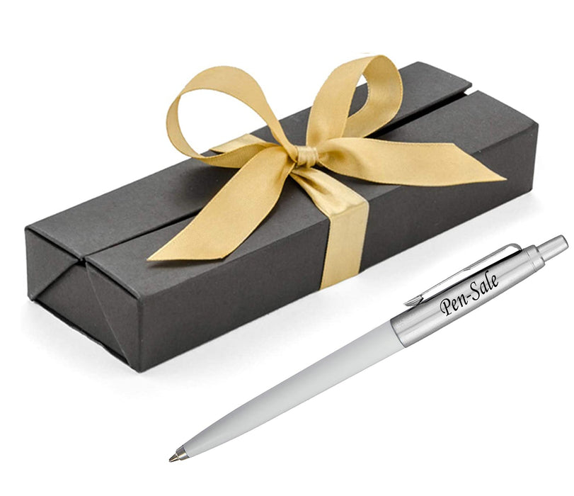 Personalised Engraved Parker Jotter White Ballpoint Pen in Ribbon Presentation Box