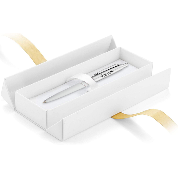 Personalised Engraved Parker Jotter White Ballpoint Pen in Ribbon Presentation Box