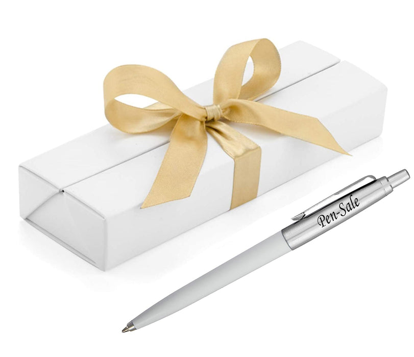 Personalised Engraved Parker Jotter White Ballpoint Pen in Ribbon Presentation Box