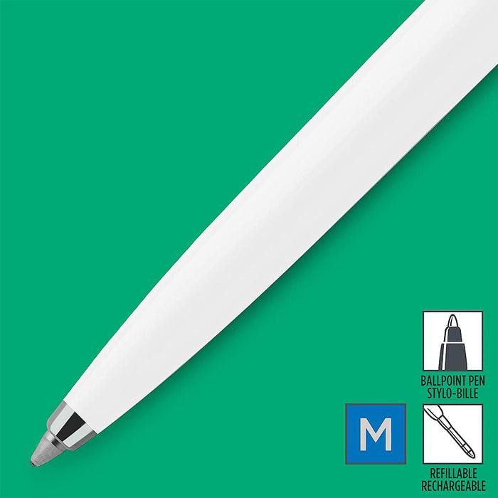 Personalised Engraved Parker Jotter White Ballpoint Pen in Gift Box and Genuine Leather Pouch