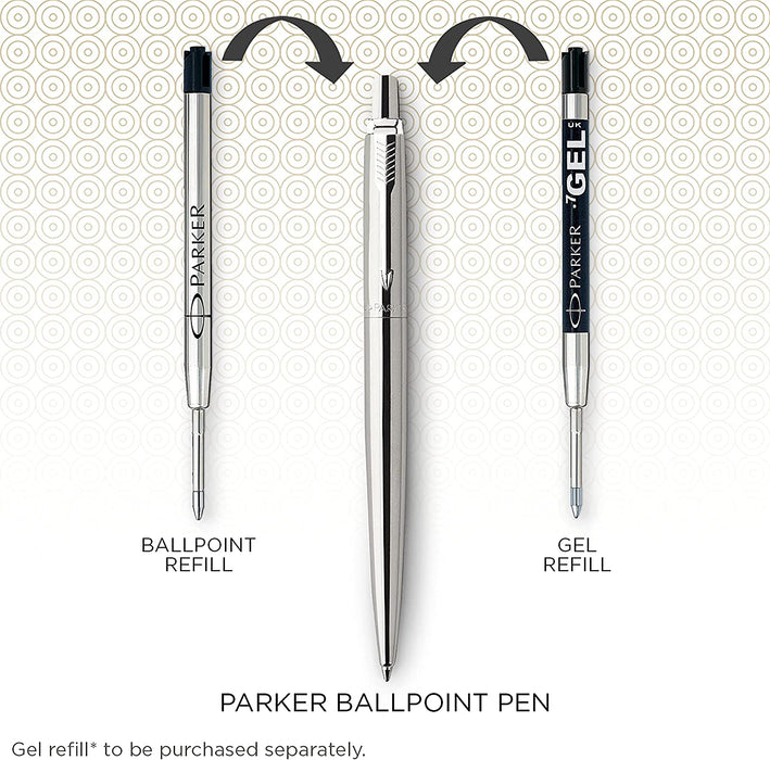 Personalised Engraved Parker Jotter Stainless Steel Ballpoint Pen Gift Boxed with a Classy Genuine Leather Pen Slip